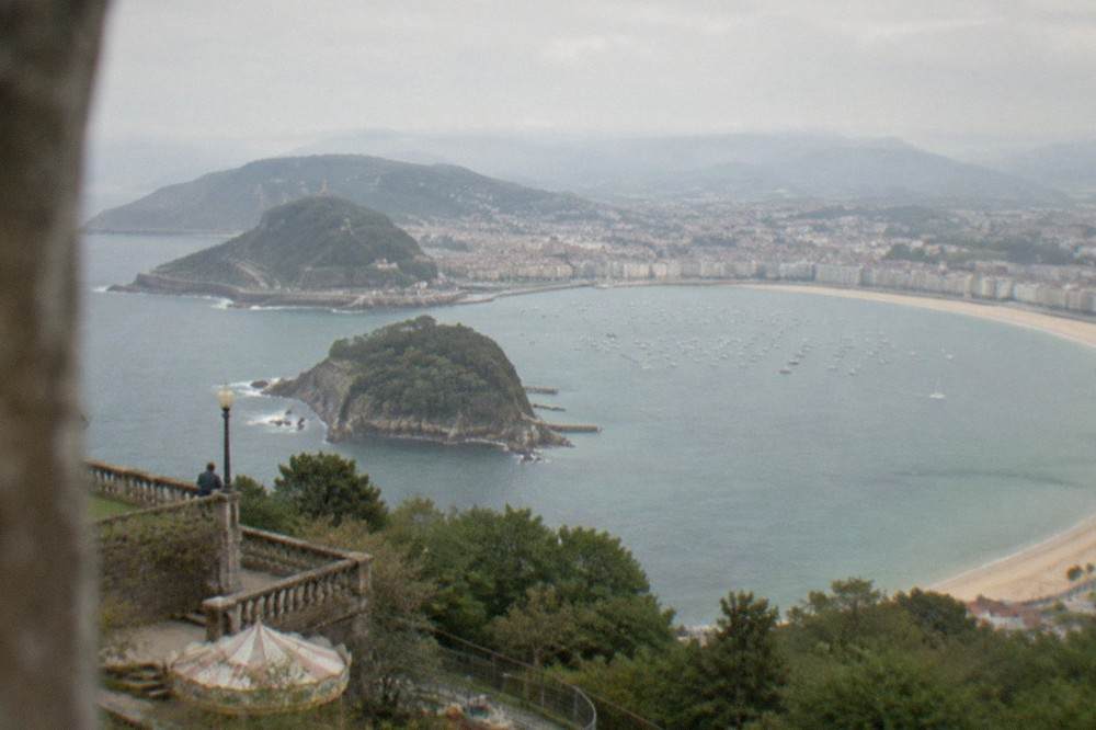 The view from Monte Igueldo across La Concha bay towards Monte Urgull and Santa Clara island