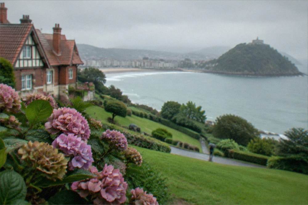 The gardens of Miramar Palace sloping down towards the sea at the west end of La Concha bay in San Sebastián