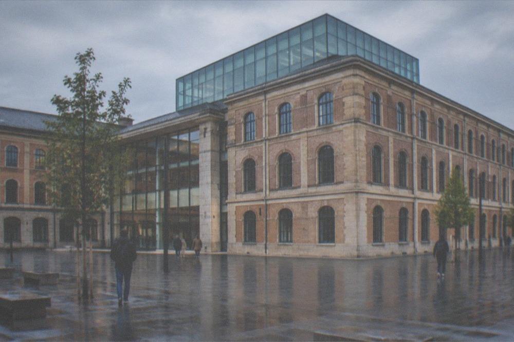 The Tabakalera culture centre building in San Sebastián with its brick facade and open square