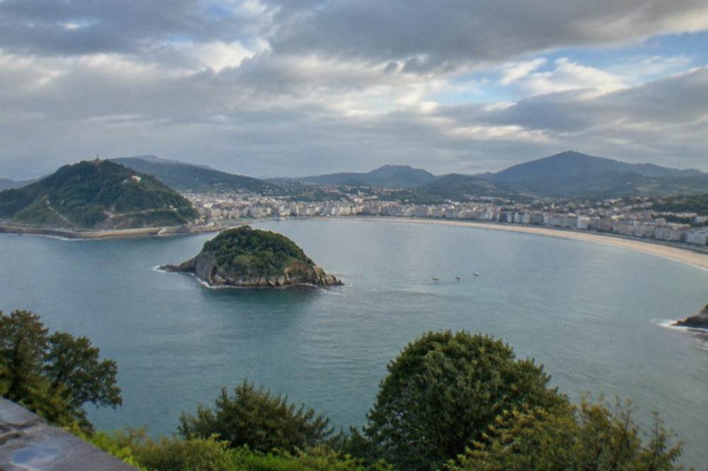 The panorama of La Concha bay seen from the Monte Igueldo viewpoint