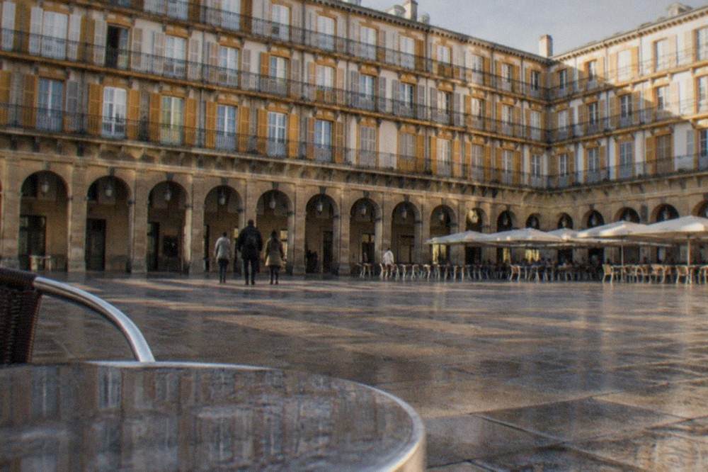 Numbered balconies on the facades around the Plaza de la Constitucion in San Sebastián
