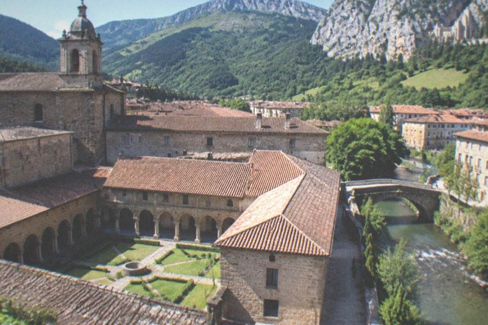 Limestone crags and open heathland surrounding the sanctuary of Arantzazu