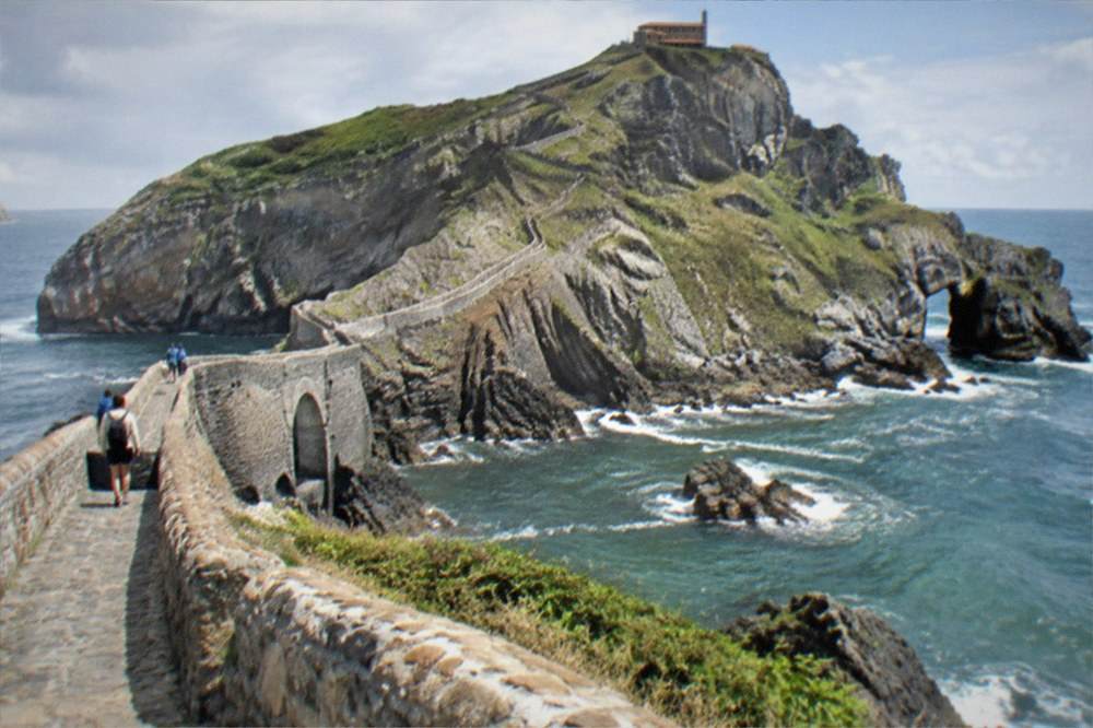 The islet of Gaztelugatxe with its stone bridge and hermitage on the Basque coast