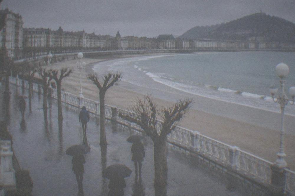 Grand seafront buildings along the bay promenade on a calm winter afternoon