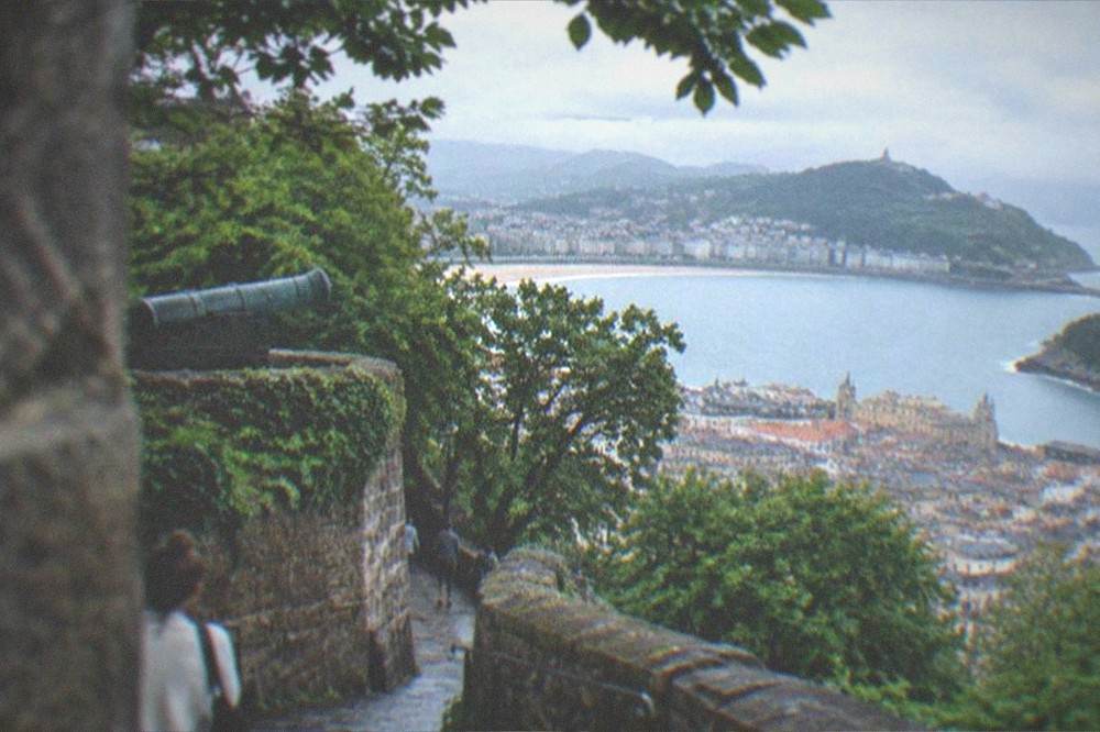 A view over the rooftops of San Sebastián from Monte Urgull toward La Concha bay