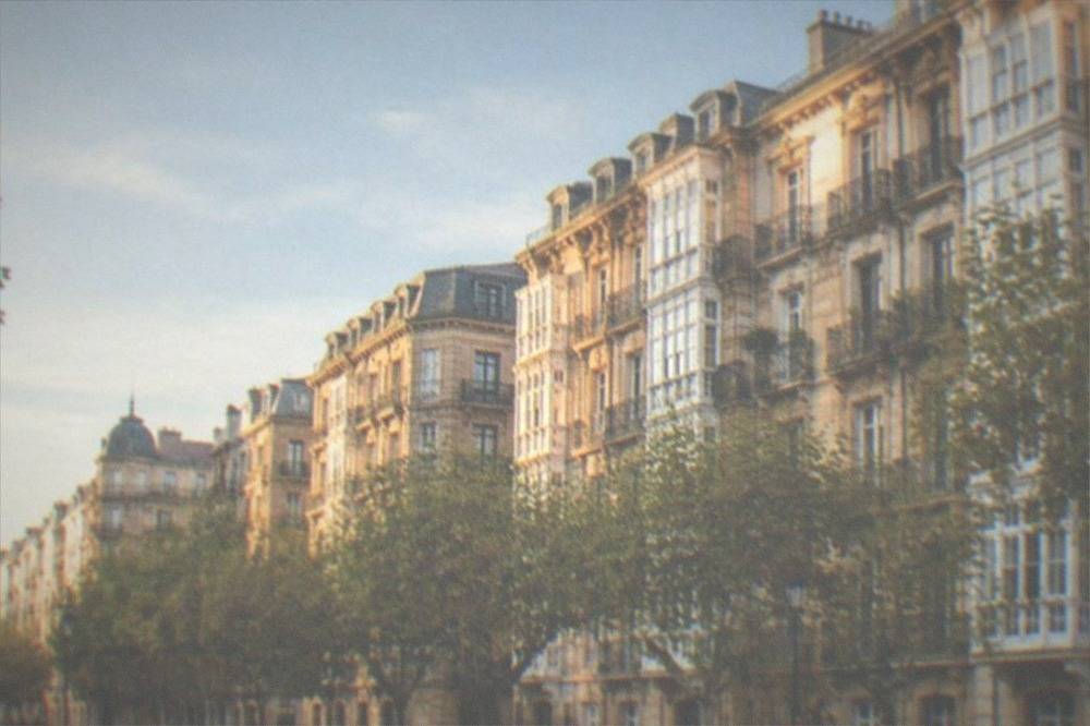 Belle époque facades and a tree-lined street in the Centro district of San Sebastián