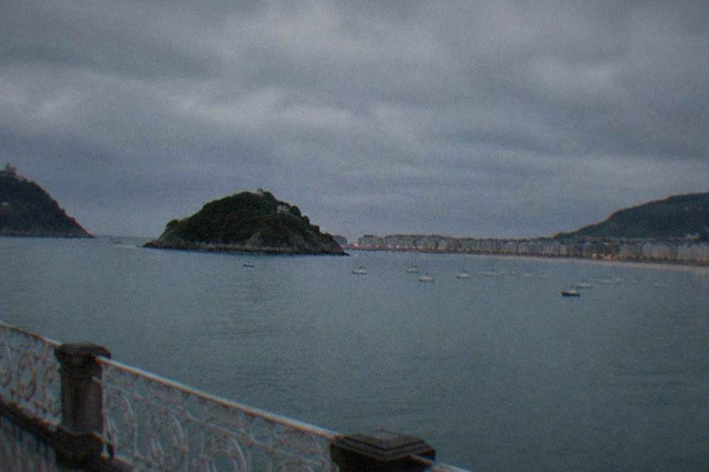Grey clouds over La Concha bay seen from the promenade