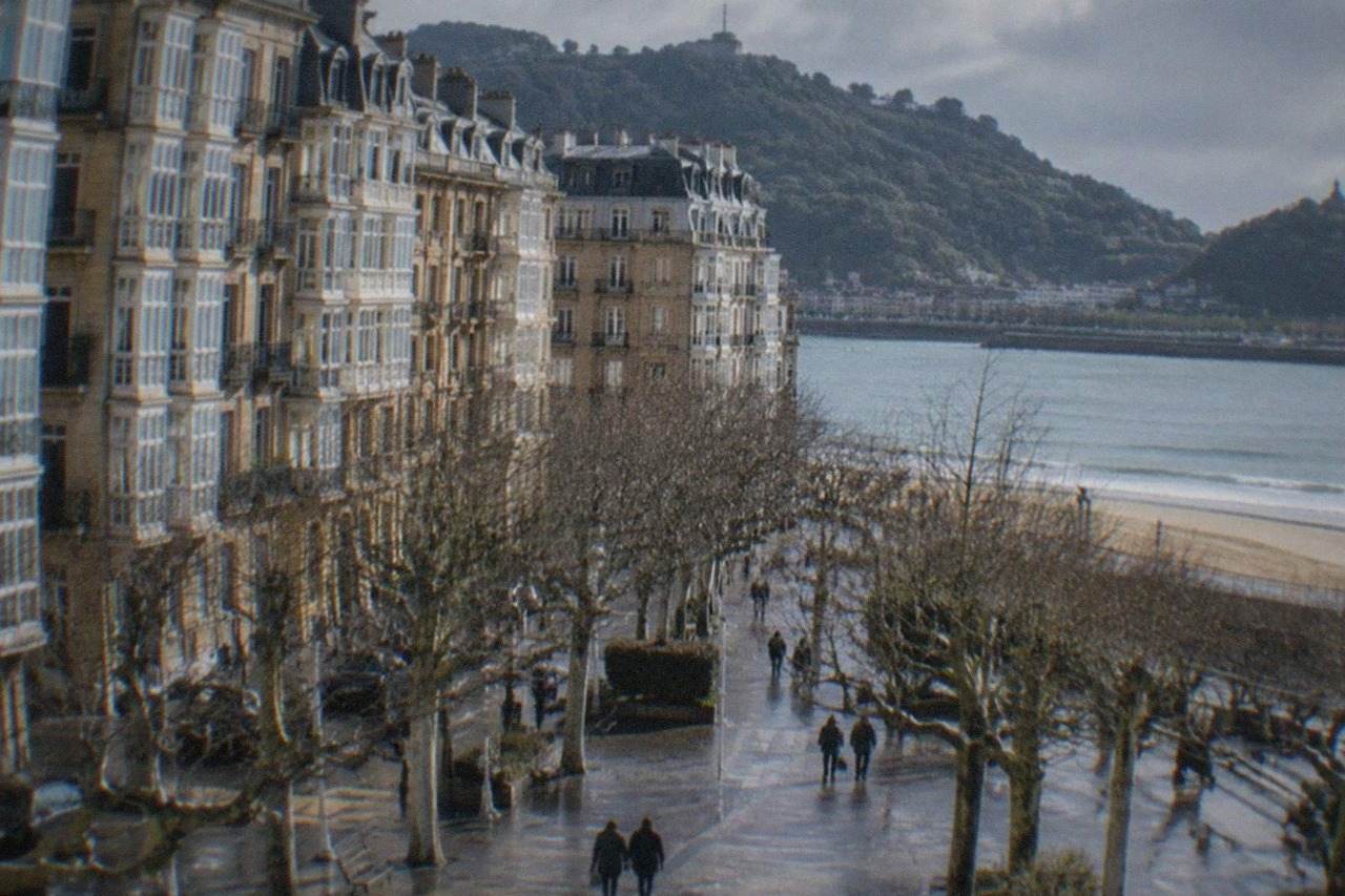 Green hills above the Basque coast near San Sebastián with the bay in the distance